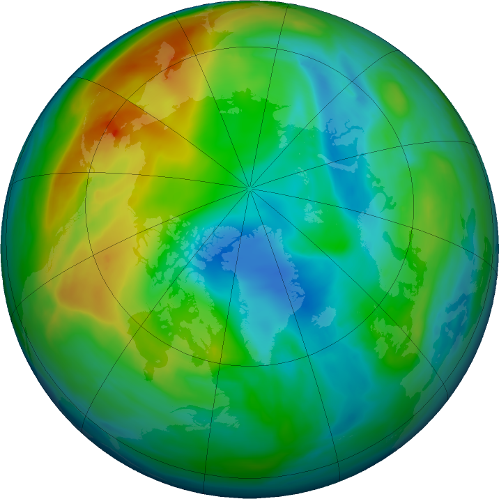 Arctic ozone map for 01 December 2023